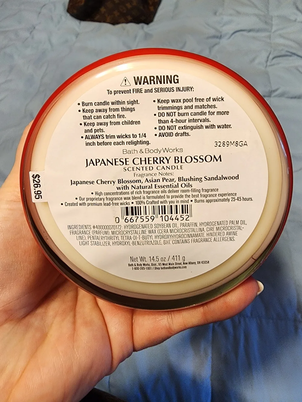 New Bath & Body Works Japanese Cherry Blossom 3 Wick Candle - Picture 2 of 2